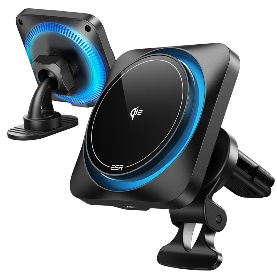 ESR HALOLOCK CRYOBOOST MAGNĒTISKS MAGSAFE PANEĻA UN VENTILĀCIJAS AUTO TURĒTĀJS BEZVADU LĀDĒTĀJS QI2 15W FROSTED ONYX