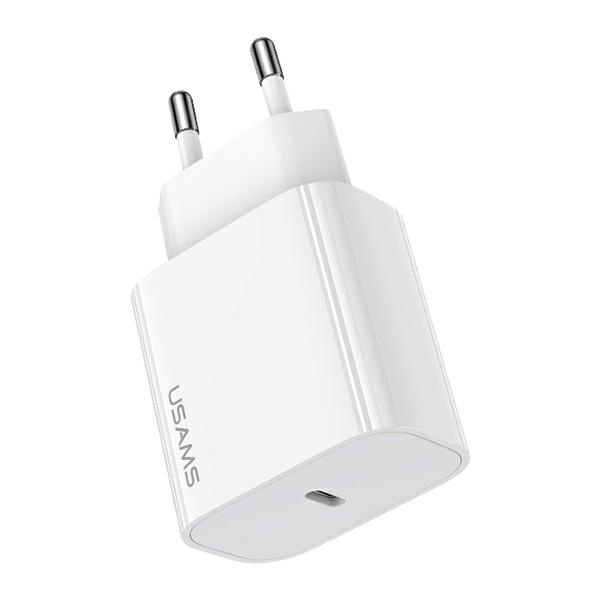 USAMS Tīkla lādētājs 1xUSB-C T65 PD20W (only head) PD Fast Charging balts CC226TC01 (US-CC226)