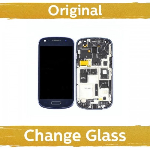 LCD Displejs Saderīgs ar Samsung I8190 S3 Mini ar Frame Balts (Renewed: China)