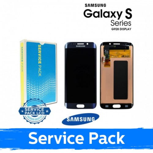 LCD Displejs Saderīgs ar Samsung G928 S6 Edge+ Melns (Service Pack)
