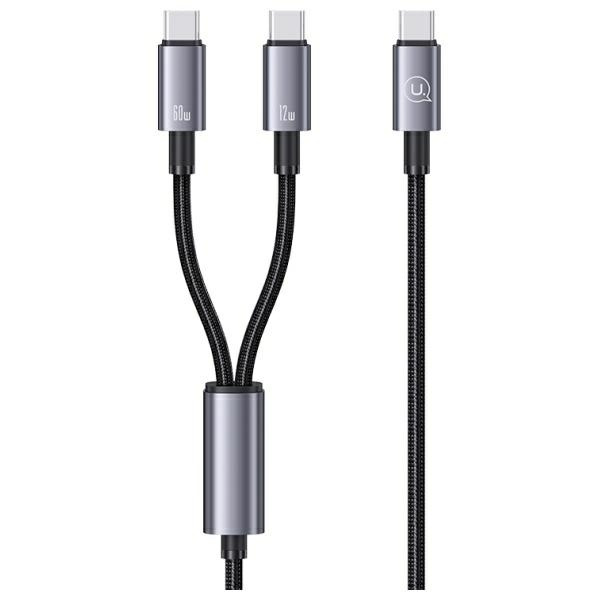USAMS kabelis 2in1 2xUSB-C 72W 1,2m Aluminum Alloy Data Cable Sufeng Series SJ740USB101 (US-SJ740)