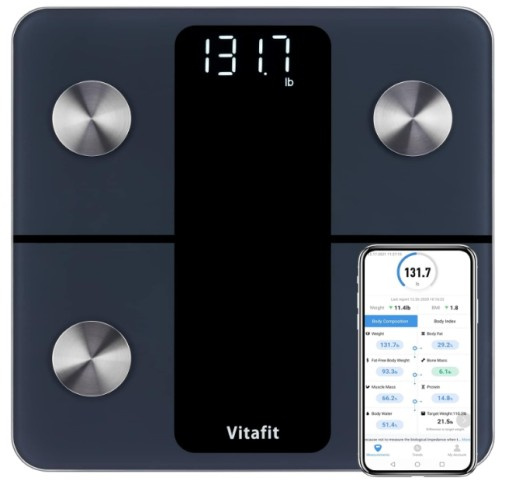 Vitafit VT701 – Viedais vannas istabas svars ar Bluetooth un ķermeņa sastāva analīzi