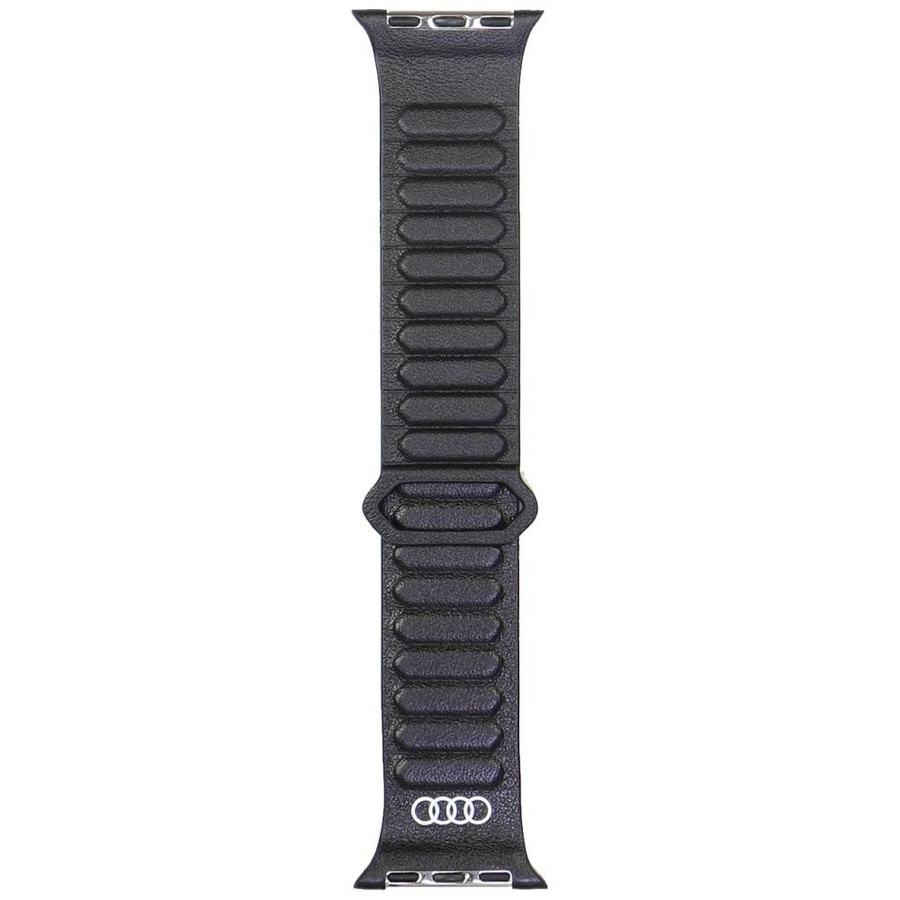 Siksniņa Audi Logo Genuine Leather Magnetic Ring priekš Apple Watch 40/41/42mm melns