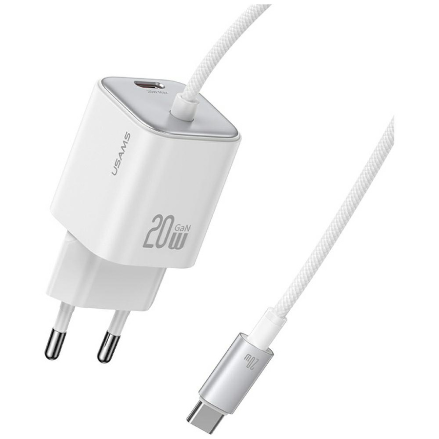 Tīkla lādētājs USAMS JC Series CC261 20W GaN Mini Fast Charger 2xUSB-C balts