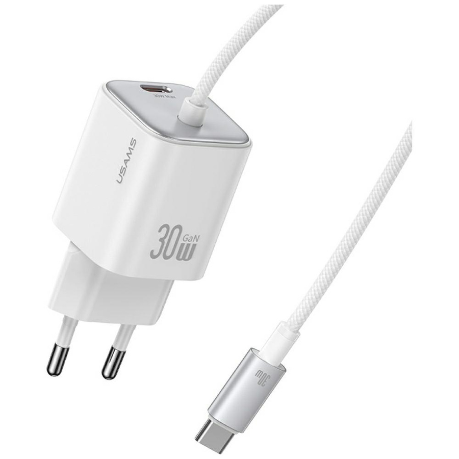 Tīkla lādētājs USAMS JC Series CC264 30W GaN Mini Fast Charge 2xUSB-C balts