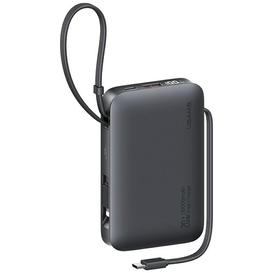 Portatīvais lādētājs USAMS XR Series CD228 10000mAh 20W + kabelis USB-C/Lightning melns