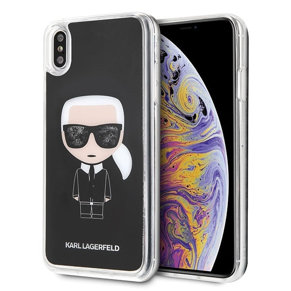 Karl Lagerfeld KLHCI65ICGBK iPhone XsMax melns Iconic Glitter maciņš