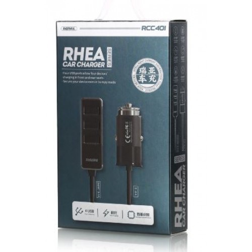 Auto lādētājs Remax "Rhea" RCC401 Melns (3.1A Smart / Fast Charging / 4-USB)