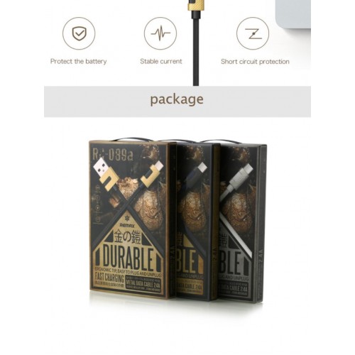 USB Kabelis Remax "Durable Metal" RC-089a Balts "Type-C" 100cm