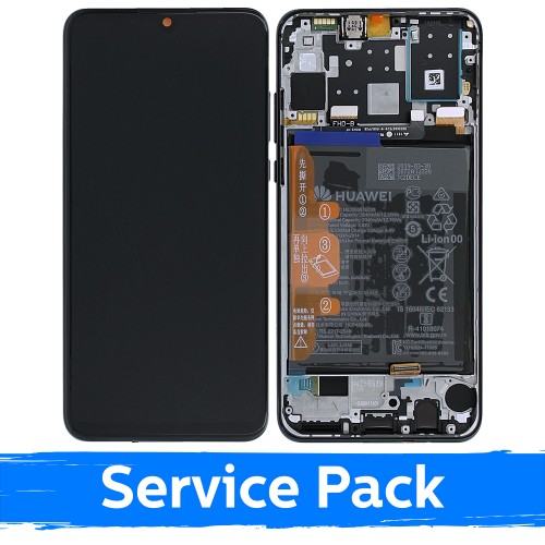 LCD Displejs Saderīgs ar Huawei P30 Lite Ar Frame / Midnight Melns / (Service Pack)