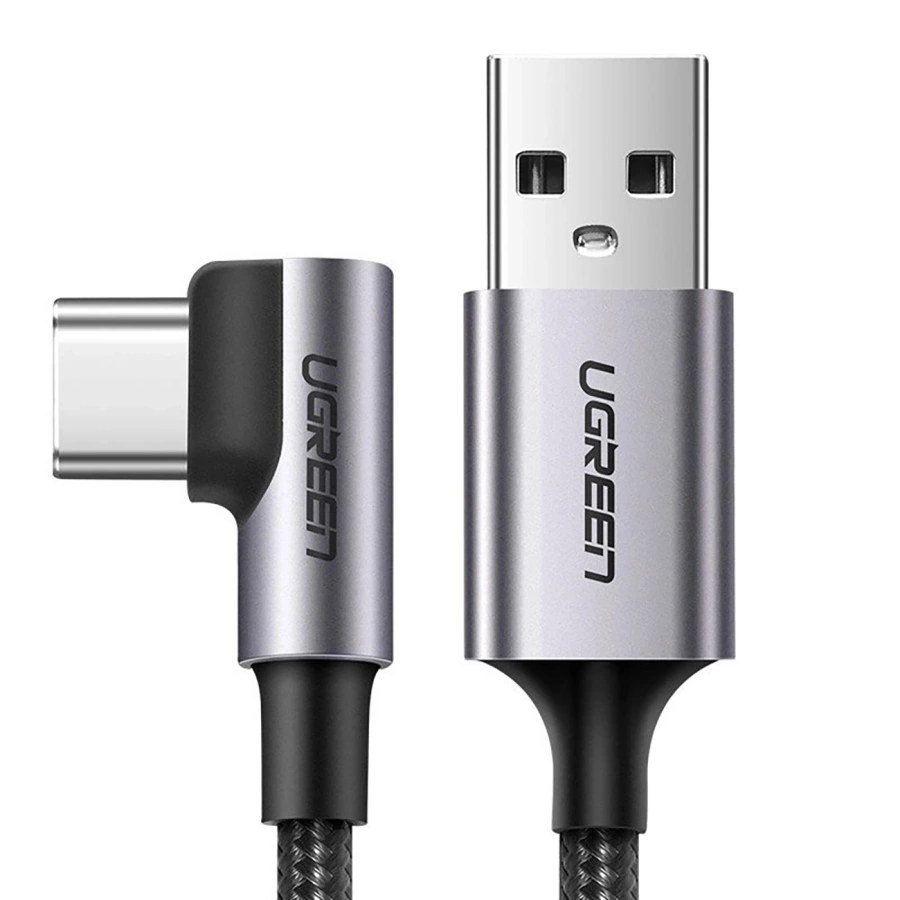 Ugreen US284 70255 USB-A (straight) / USB-C (angled) 3A kabelis priekš 3m - pelēks