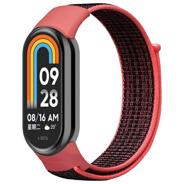 Beline siksniņa Mi Band 9/8 NylonLoop sarkani melns