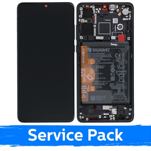 LCD Displejs Saderīgs ar Huawei P30 Ar Frame / Melns / (Service Pack)