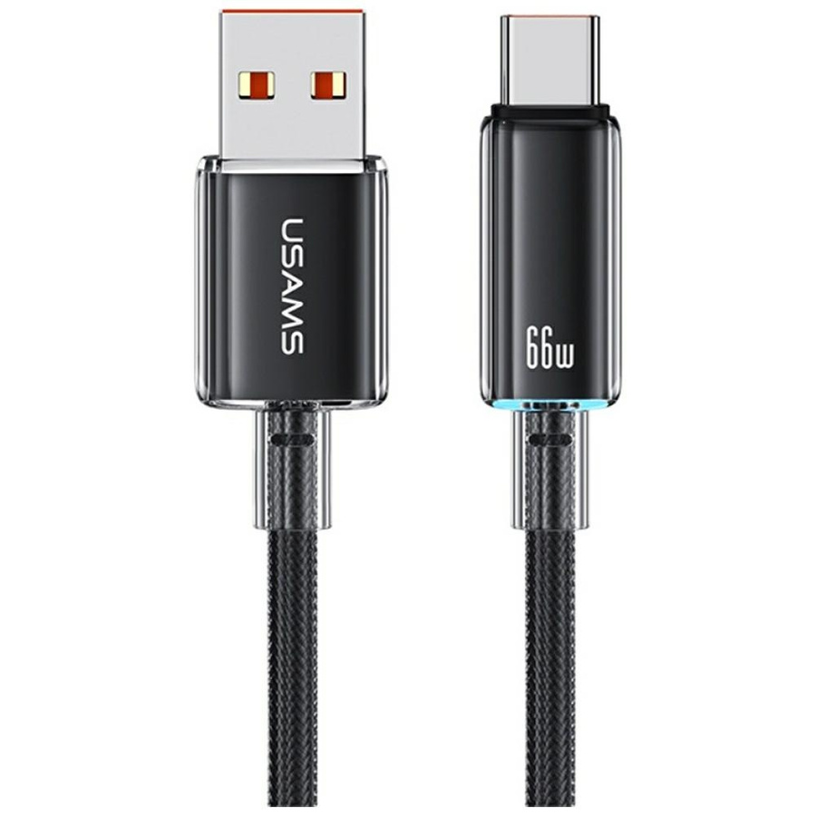 USAMS kabelis Cloud Series US-SJ658 6A USB-A uz USB-C 1,2m melns
