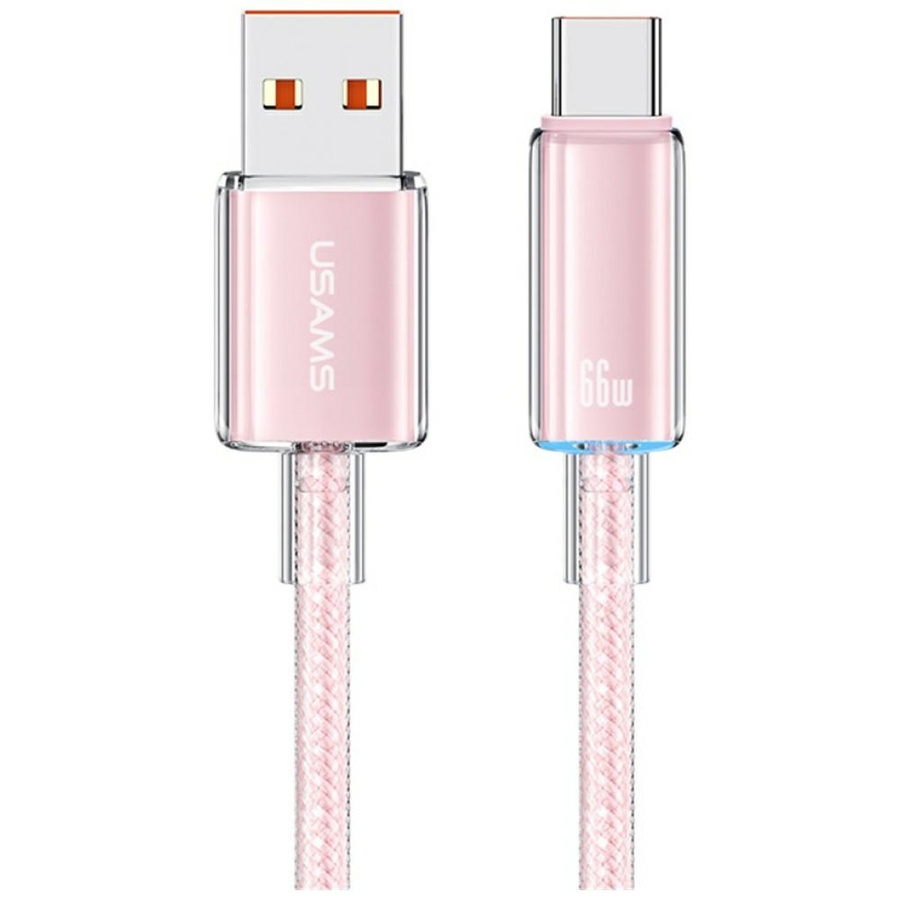 USAMS kabelis Cloud Series US-SJ658 6A USB-A uz USB-C 1,2m rozā