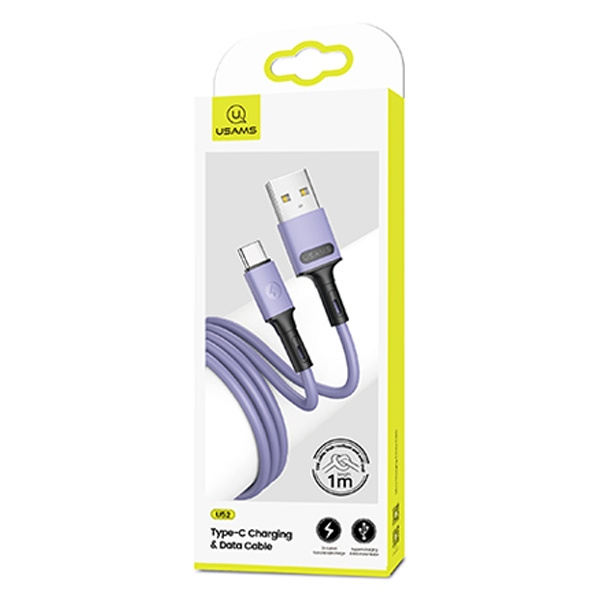 USAMS kabelis U52 USB-C 2A Fast Charge 1m violets SJ436USB04 (US-SJ436)