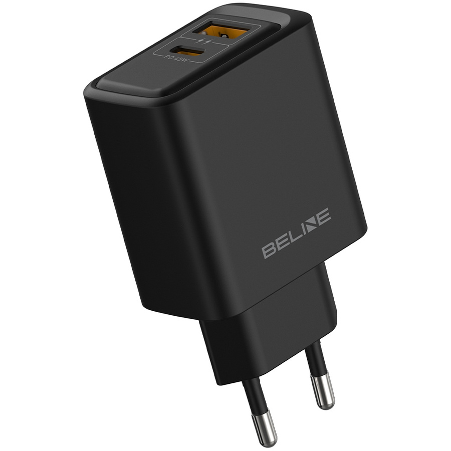 Tīkla lādētājs Beline 45W USB-A/USB-C BLN2CB45 melns