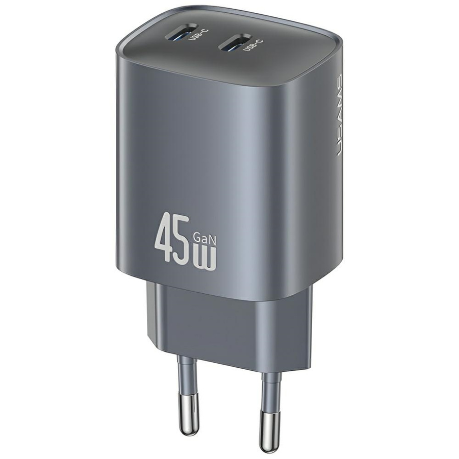 Tīkla lādētājs USAMS CC305 T66 45W GaN 2xUSB-C tarnish