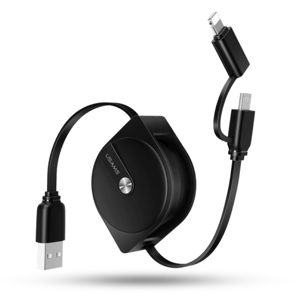 USAMS satīts kabelis U1 2in1 1m melns (lightning/microUSB) SJ192USB01 (US-SJ192)