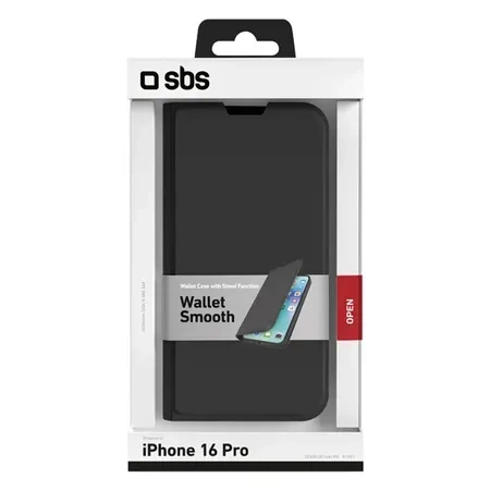 SBS Book Wallet Smooth maciņš iPhone 16 Pro melns