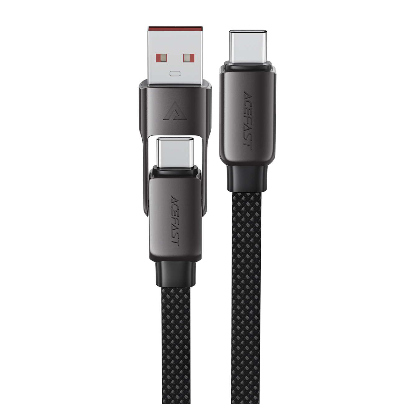 Acefast C13-04 USB-C - USB-A / USB-C kabelis 480Mb/s 3A 1,2 m - melns