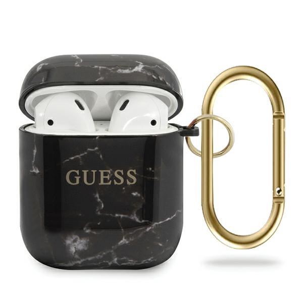 Guess GUACA2TPUMABK AirPods 1/2 maciņš melns Marble Collection