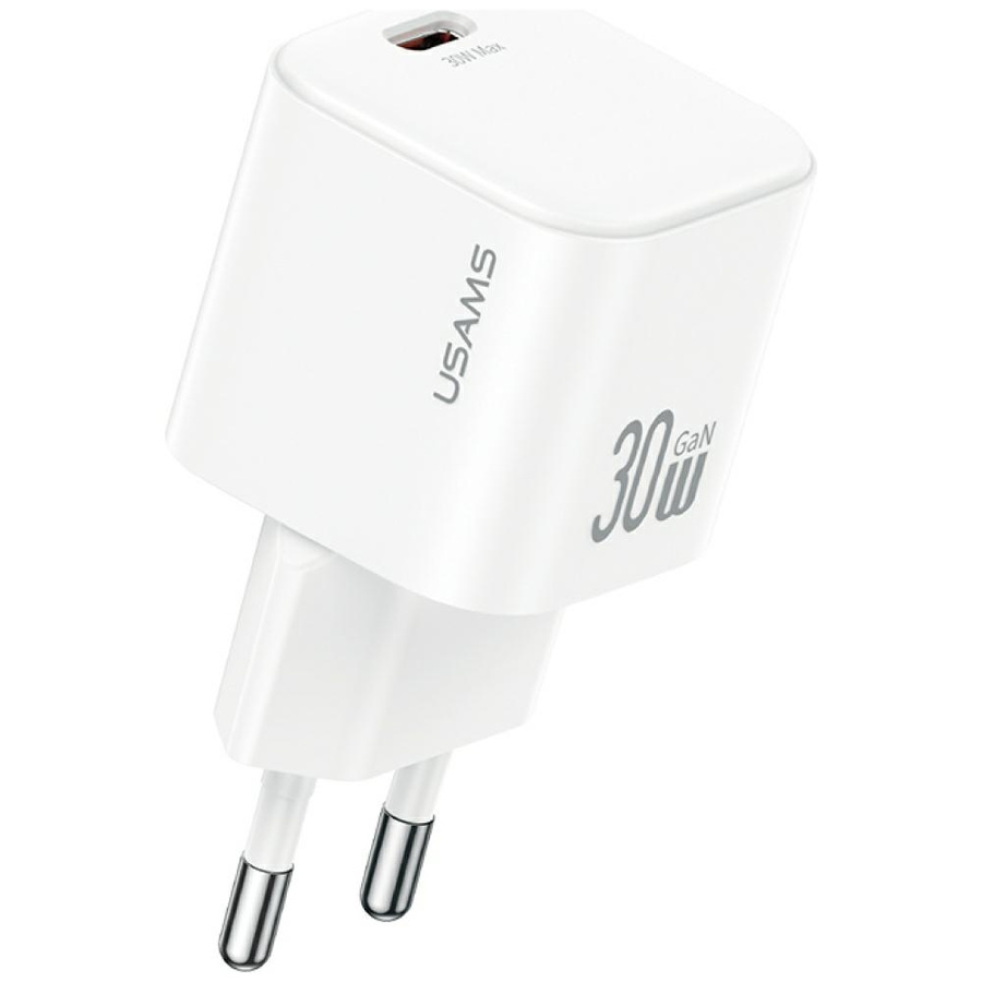 Tīkla lādētājs USAMS JO Series CC262 30W USB-C + USB-C/Lightning kabelis 1m balts