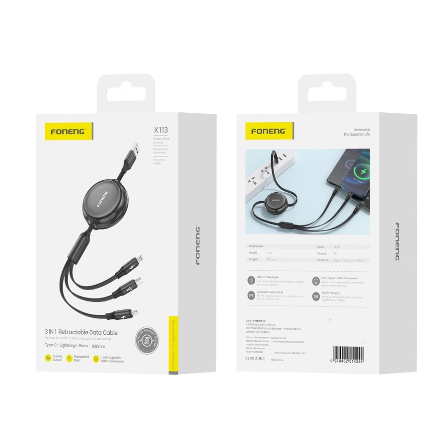 FONENG bezvadu 3in1 lādētājs CP126 15W balts