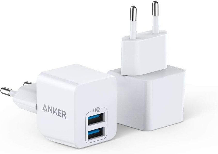 Anker PowerPort Mini dubultais sienas lādētājs 2 gab. kompakts USB lādētājs 2.5A jaudas