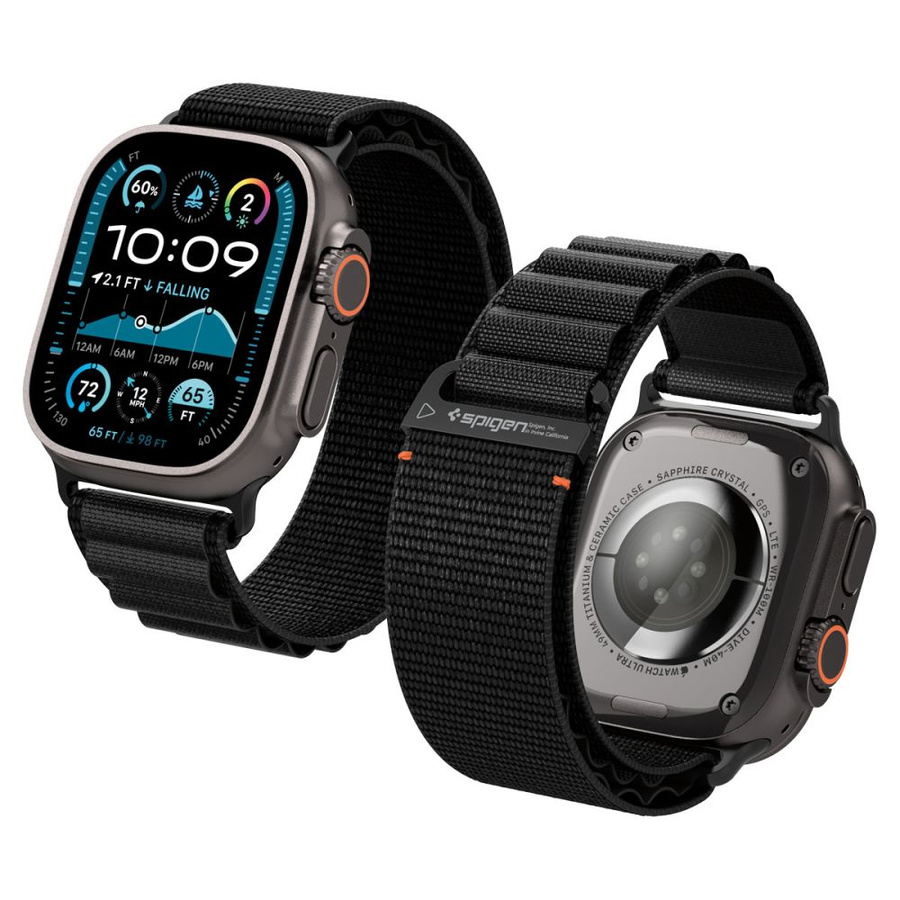 SPIGEN WBF1 siksniņa APPLE WATCH 6 / 7 / 8 / 9 / 10 / SE / ULTRA 1 / 2 (44 / 45 / 46 / 49 MM) melns