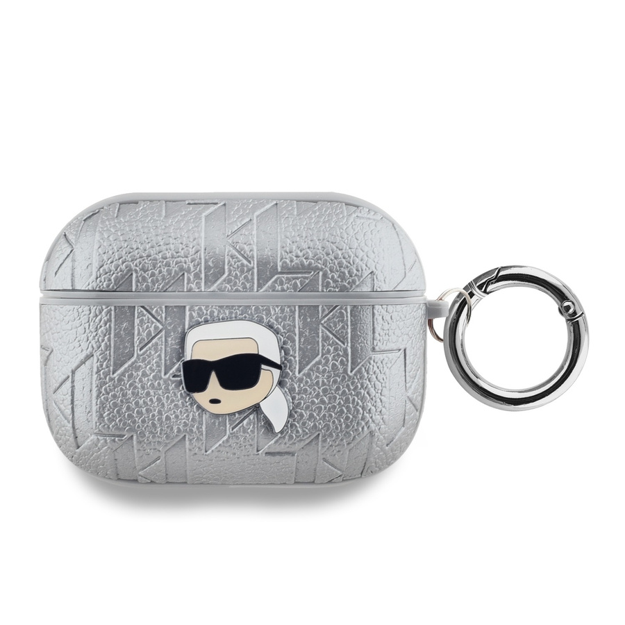 Karl Lagerfeld PU Embossed Karl Head maciņš AirPods Pro sudrabs
