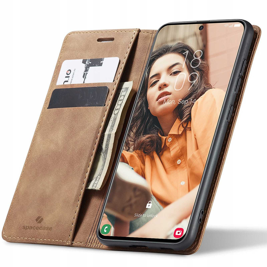 Spacecase maka maciņš Galaxy S21 FE gaiši brūns