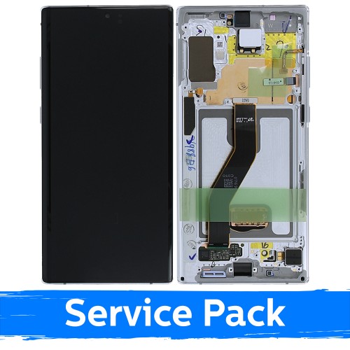 LCD Displejs Saderīgs ar Samsung N975 Note 10 Plus Ar Frame / Aura Balts / (Service Pack)