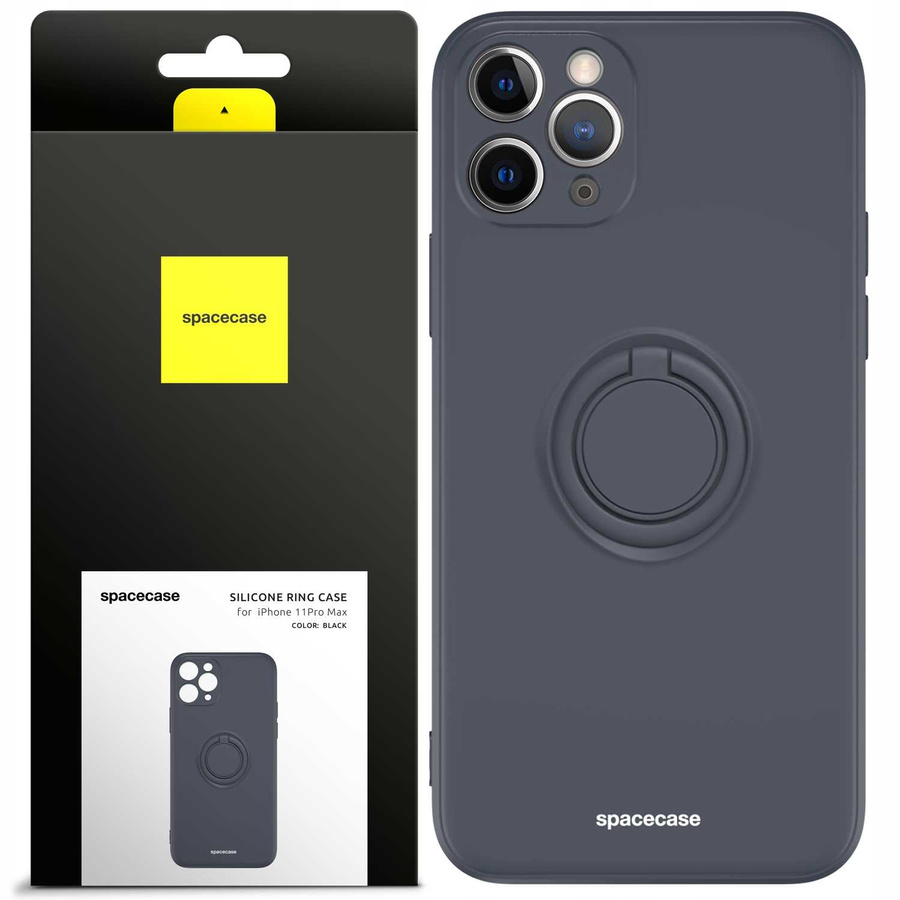 Spacecase Silikona maciņš ar gredzenu iPhone 11 Pro Max melns