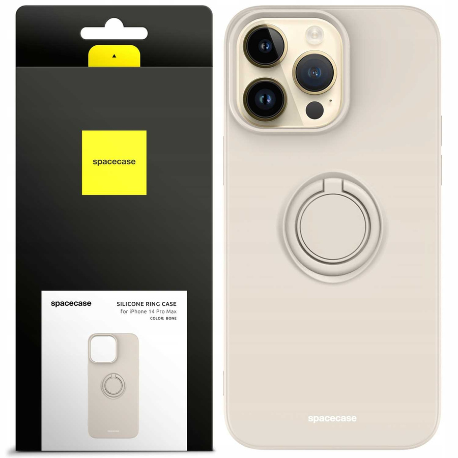 Spacecase Silikona maciņš ar gredzenu iPhone 14 Pro Max kaula krāsas