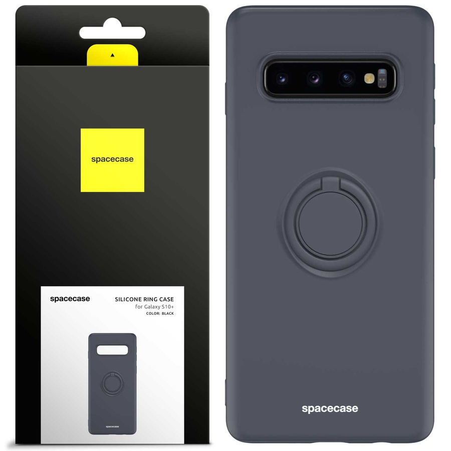 Spacecase Silikona maciņš ar gredzenu Galaxy S10+ melns
