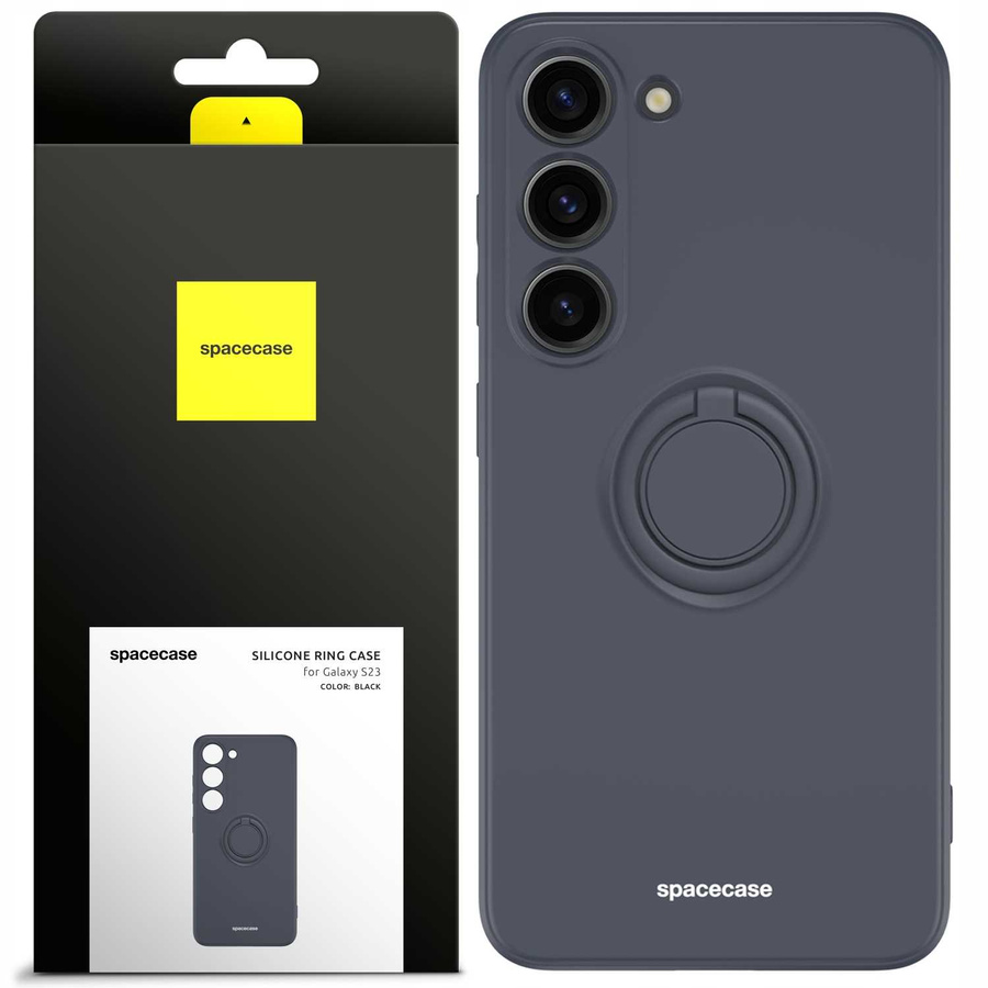 Spacecase Silikona maciņš ar gredzenu Galaxy S23 melns