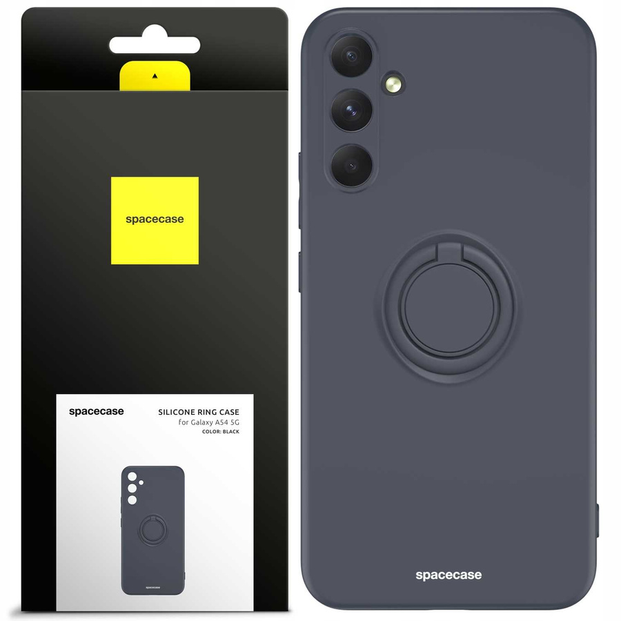 Spacecase Silikona maciņš ar gredzenu Galaxy A54 5G melns