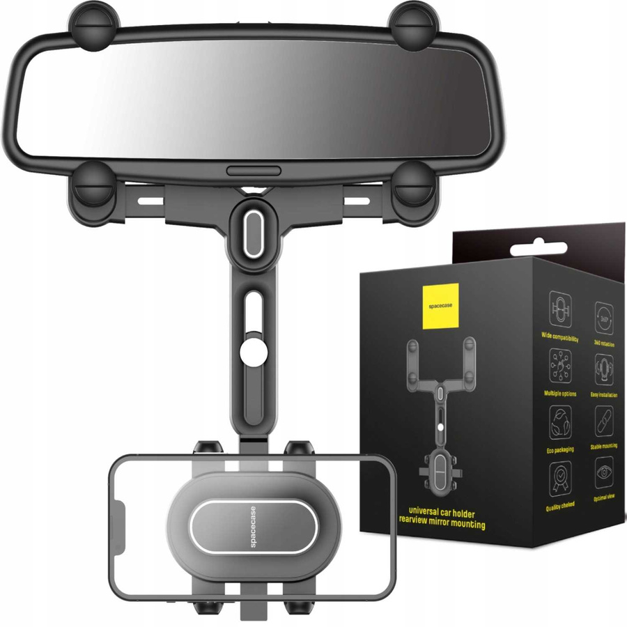 Spacecase Auto turētājs SC19 Mirror melns