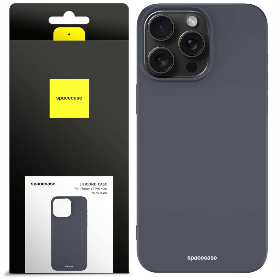Spacecase Silikona maciņš iPhone 15 Pro Max melns