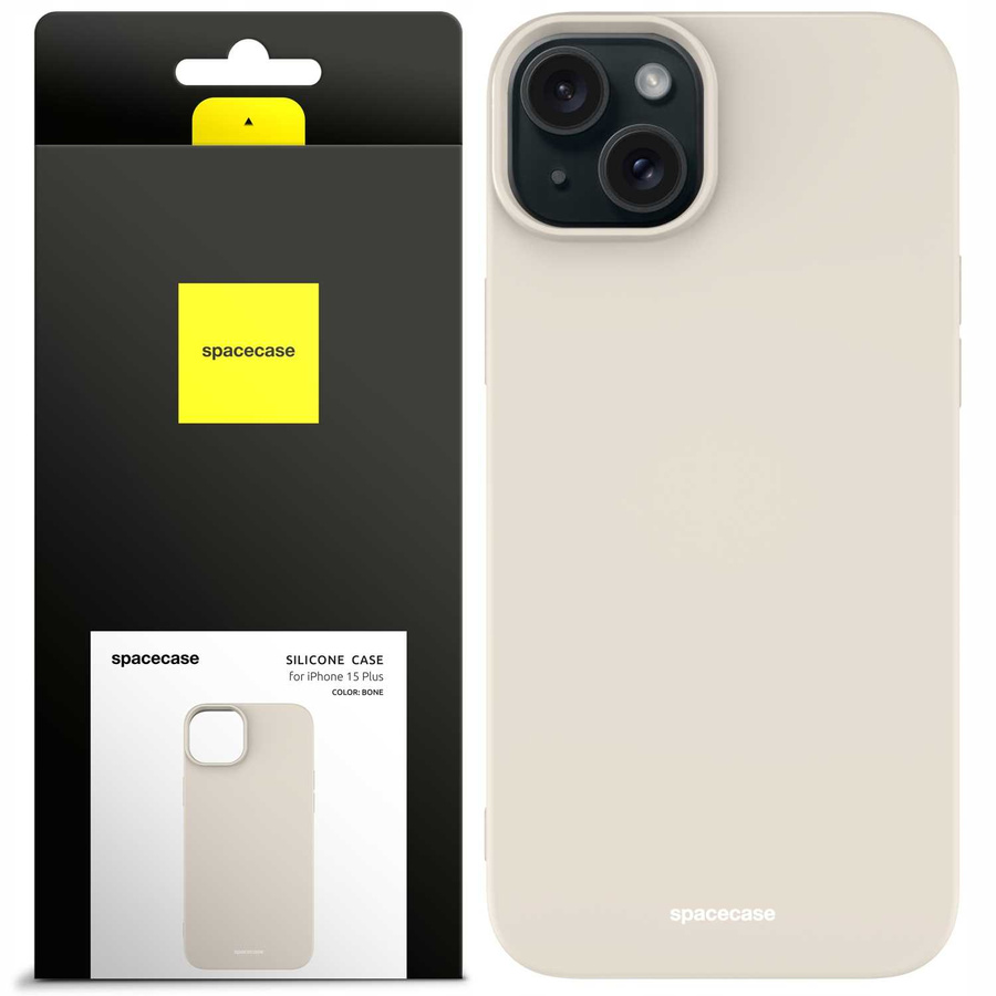 Spacecase Silikona maciņš iPhone 15 Plus kaula krāsas