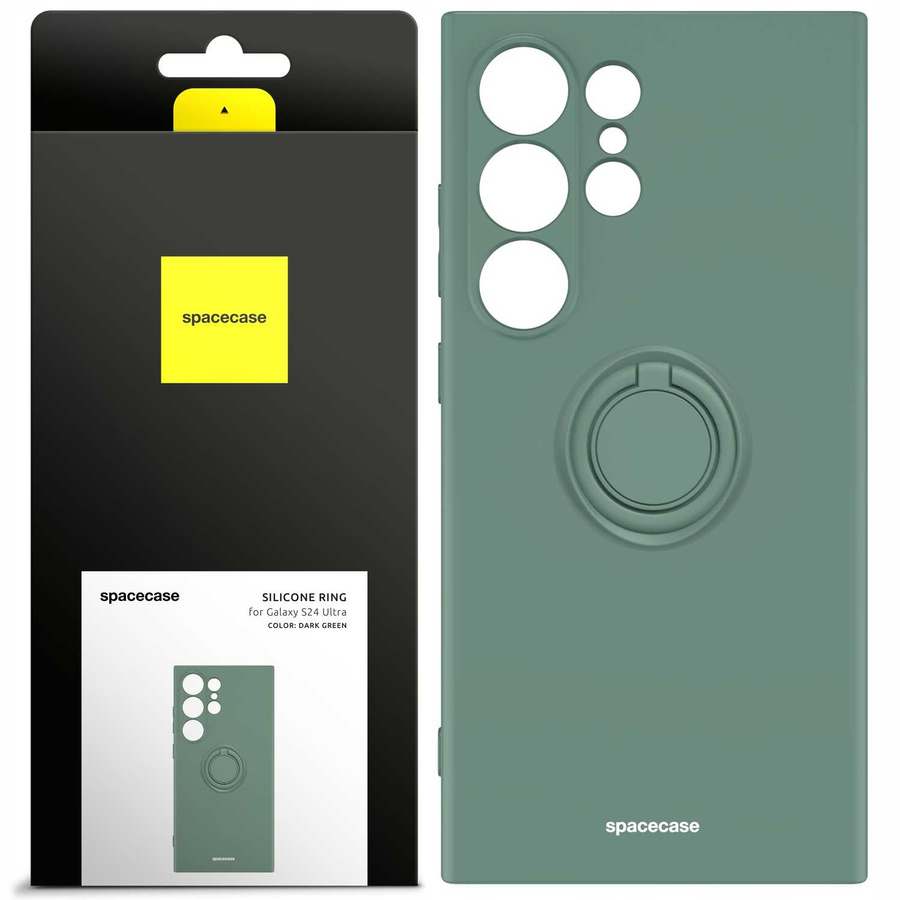 Spacecase Maciņš Silicone Ring Galaxy S24 Ultra tumši zaļš