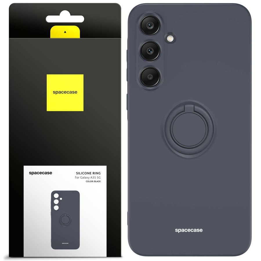 Spacecase Maciņš Silicone Ring Galaxy A35 5G melns