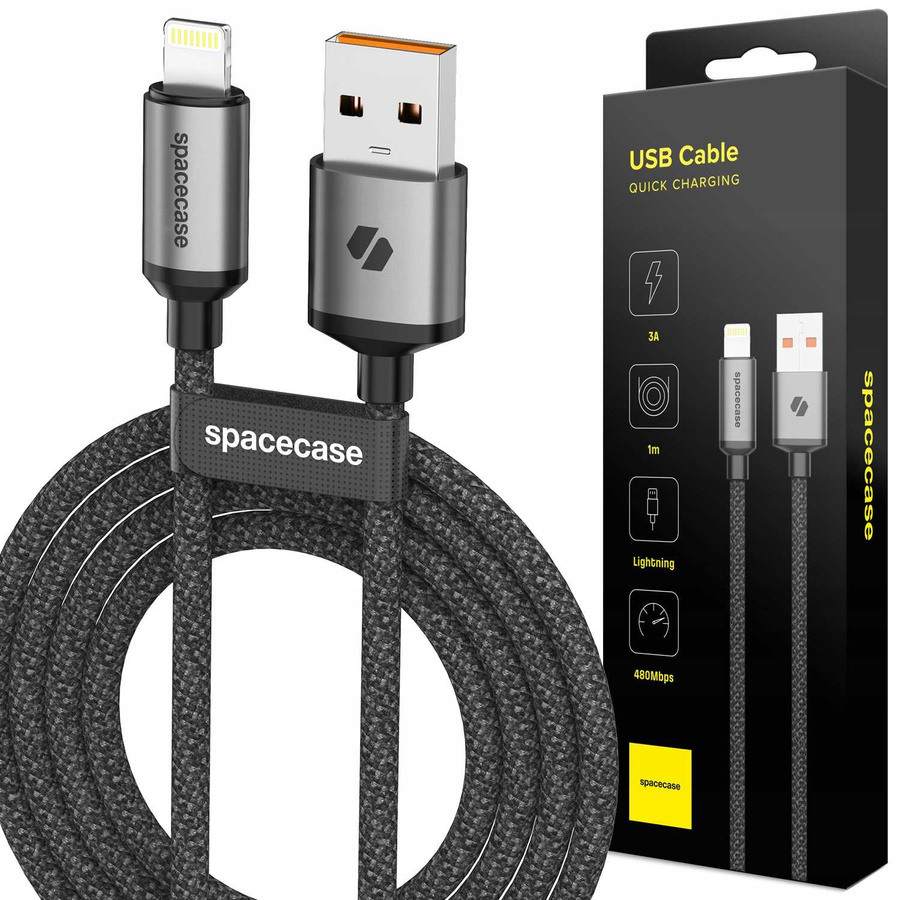 Spacecase Kabelis USB to Lightning Cable 1M 3A CL04