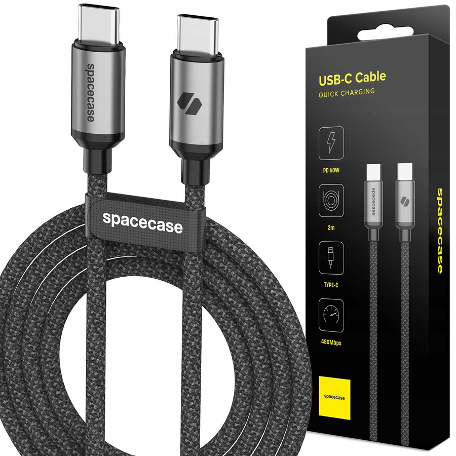 Spacecase USB-C to USB-C Kabelis 2M 60W CL02