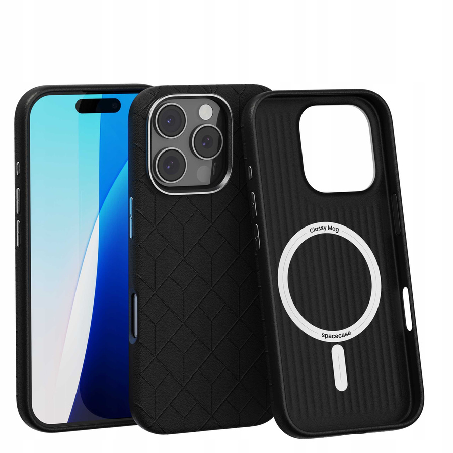 Spacecase Maciņš Classy Mag iPhone 16 Pro melns