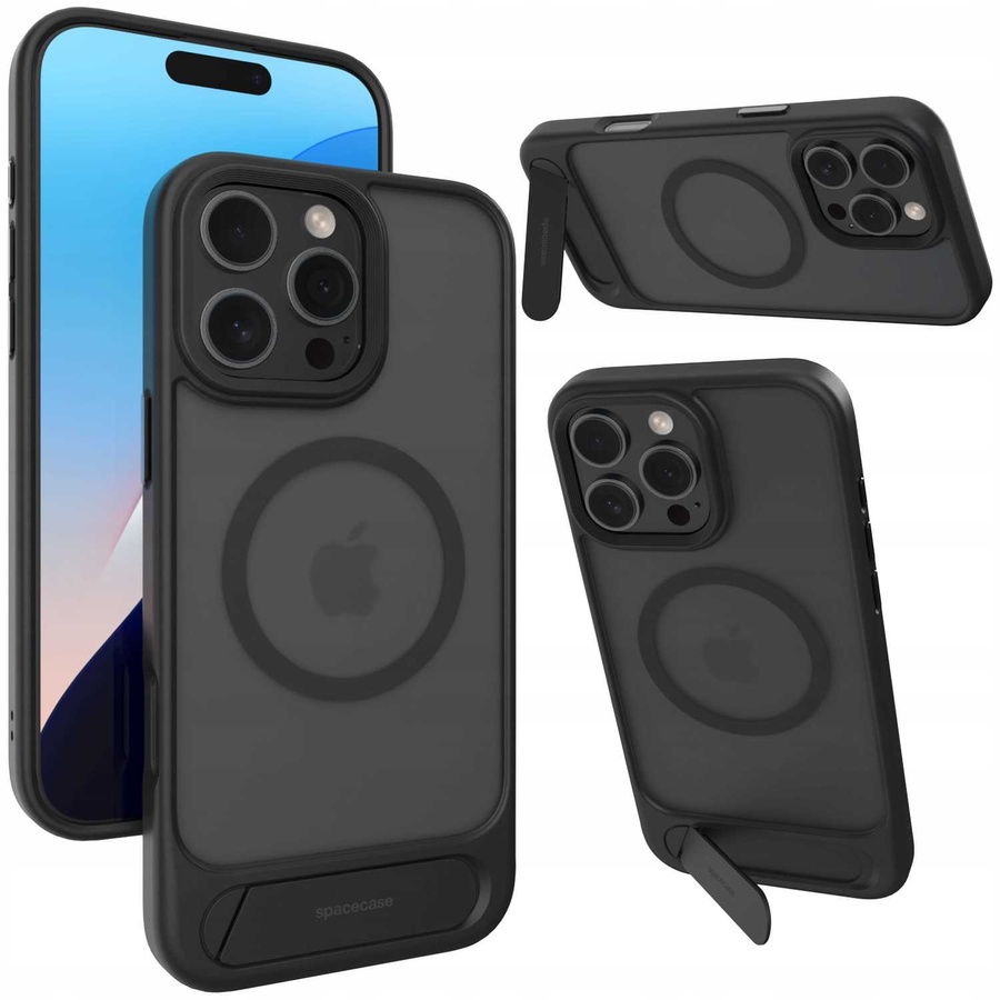 Spacecase Maciņš Stand Pro Mag iPhone 16 Pro Max melns