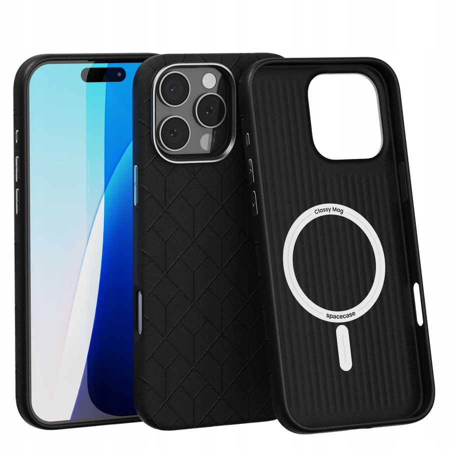 Spacecase Maciņš Classy Mag iPhone 16 Pro Max melns