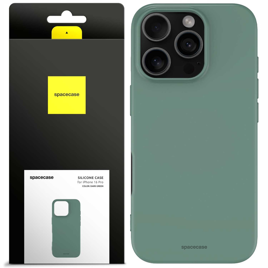 Spacecase Maciņš Silicone Case iPhone 16 Pro tumši zaļš