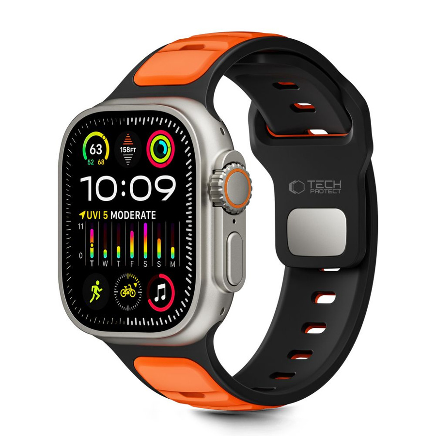 TECH-PROTECT ICONBAND LINE APPLE WATCH 8 / 9 / 10 / 11 / SE / ULTRA (44 / 45 / 46 / 49 MM) melns/oranžs